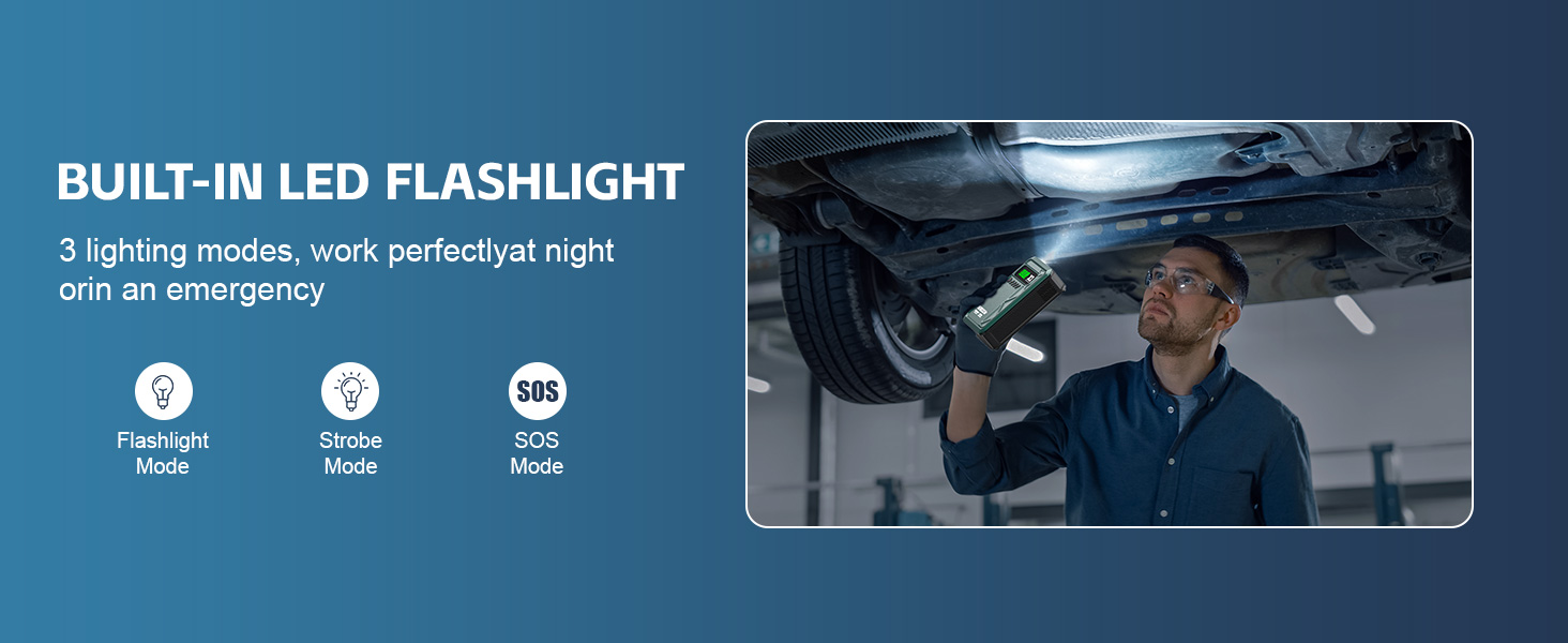 battery jump pack with LED light