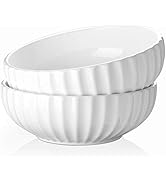 DOWAN 9.8'' Serving Bowls, 86 oz Large Salad Bowl, Ceramic Serving Dishes, Set of 2, Pumpkin Shap...