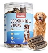 Whiskopia Cod Skin Rolls for Dogs Single Ingredient Fish Skin Dog Treats for All Breeds Dental Tr...