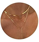 DEARMAY 14K Gold Filled Chain Necklace for Women Dainty Gold Herringbone Choker Necklaces for Wom...