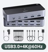 UGREEN HDMI KVM Switch 2 Monitors 2 Computers 4K@60Hz, with 4 USB 3.0 Ports for 2 Computers Shari...