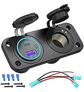 [Upgraded Version] 12V Cigarette Lighter Socket, Quick Charge 3.0 &amp; PD 3.0 USB Charger Power Outl...