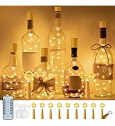 PChero 10PCS Rechargeable Wine Bottle Lights with Remote, 6.6ft 20 Waterproof LED Fairy Lights Ba...