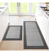 StepRite Kitchen Mats for Floor, Non-Slip Kitchen Rugs Set of 2 PCS, Super Absorbent Washable Kit...