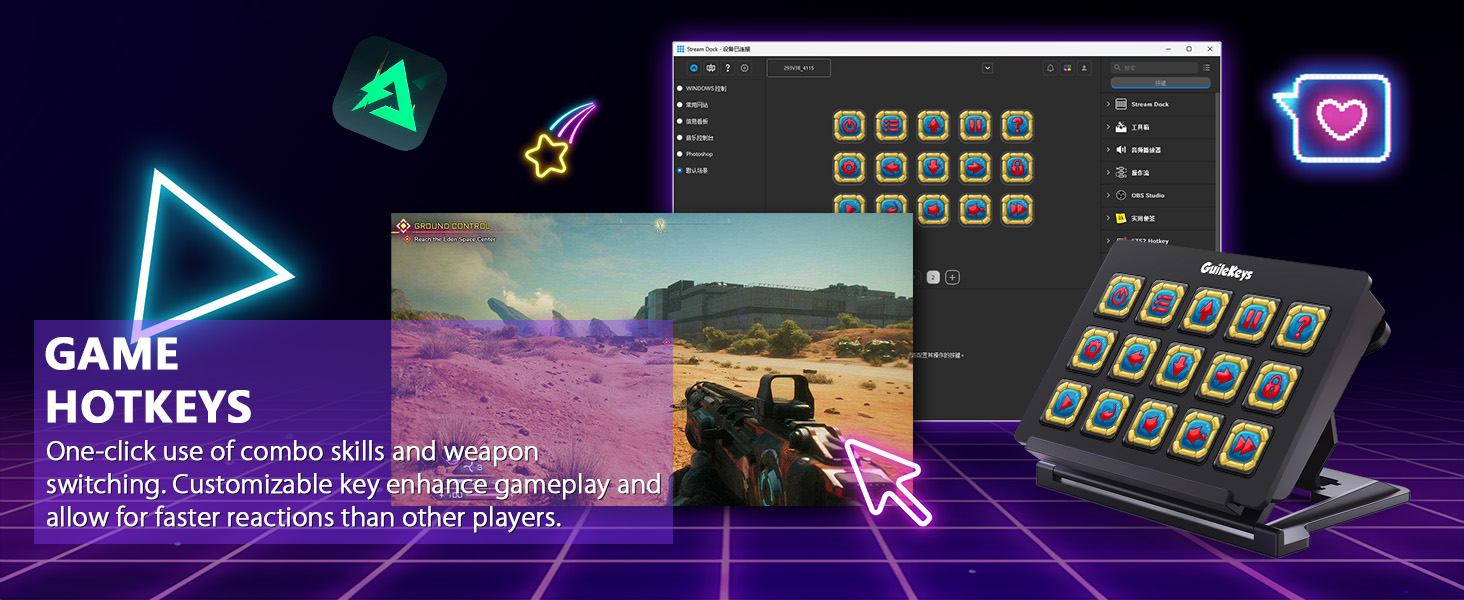Stream Controller, Stream Deck with 15 Macro Keys Customizable, Gaming Macro Keypad
