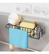 HapiRm 4 in 1 Adhesive Sponge Holder Sink Caddy, SUS304 Stainless Steel Brush Holder + Dish Cloth...