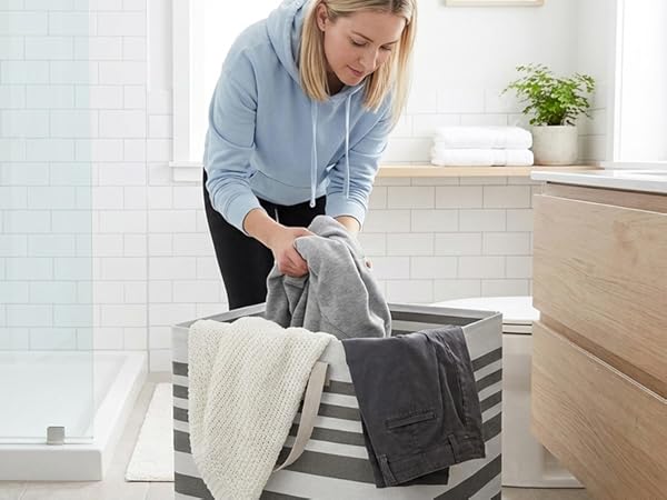 MANYOND 2 Pack Large Laundry Baskets for Dorm, Bathroom, Bedroom, Laundry Room