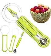 Melon Baller Scoop Set,Professional 3 In 1 Stainless Steel Fruit Carving Tools Knife Kit,Fruit Sc...