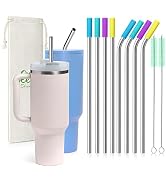 Teivio 8 Piece 5/16 inch (8mm) Wide Stainless Steel Straws for 40 oz Tumbler with Handle, 12 Inch...
