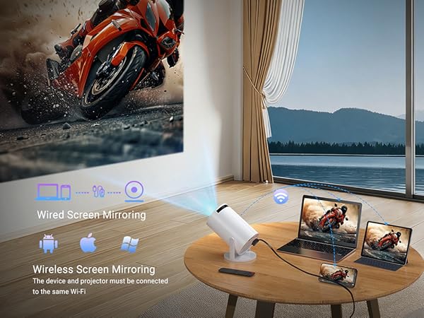 projector 1.48 lbs with built-in Netflix, WiFi 6, Bluetooth 5.2, 180° rotation