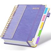 Hardcover Spiral Notebooks for Work 8''x 10'', 300 Pages 5 Subject Notebook with Dividers &amp; Tabs,...