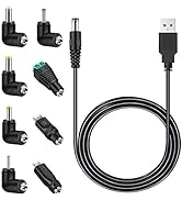 MEROM Universal 5V DC Power Cable, USB to DC 5.5x2.1mm Charging Cord Plug with 8 Connector Tips(5...