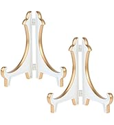 Artliving 2 Pack 6inch White Gold Thicken Acrylic Easels Display Stand Plate Stand Holder Display...