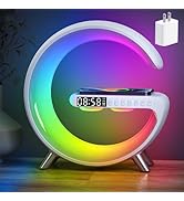 Smart LED Table Bedside Lamp with Bluetooth Speaker &amp; App Control, 15W Fast Wireless Charging Sta...