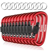 3”D-Clip Durable Locking Carabiner Keychain Clip,Keychain Clip Hook, Spring Snap Hook, Set of 10