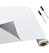 White Board Dry Erase-Whiteboard for Wall-Whiteboard Paper Peel Stick and Roll with 2 Dry Erase M...