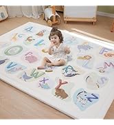 PaPaMat 1.3" Thick Educational Baby Floor Play Mat 59x79, Basic Padded Memory Foam Kids Mat, Non-...
