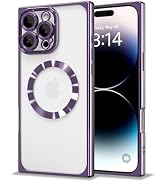 IAIYOXI Rectangle Magnetic Clear Case for iPhone 16 Pro Max, [Compatible with MagSafe],Soft Plati...