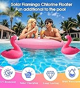 Blufree Pool Chlorine Floater, Solar Flamingo Chlorine Tablet Floater w/Adjustable Release, Glow ...