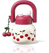 Sidagar 22 oz Water Bottle with Straw and Carry Handle, Cherry Wide Mouth Vacuum Insulated Stainl...