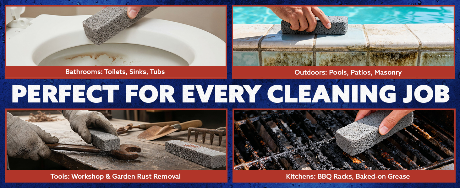 Buildups, Rust &amp;amp;amp; Tough Stains, Perfect Pumice Stone for Cleaning Bathtub, Pools, Kitchens