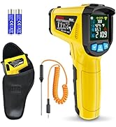 MESTEK Infrared Thermometer Gun -58°F to 1472°F, Digital Temperature Gun/K-Type Probe -14°F~932°F...