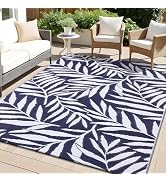 OLANLY Waterproof Outdoor Rug 5x8 ft, Reversible Plastic Straw Rug with Leaf Pattern, RV Mat, Ind...