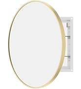 WallBeyond Bathroom Medicine Cabinet with Mirror, 24 Inch Gold Round Mirror Medicine Mabinet Wall...