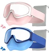 Aegend Swim Goggles with Nose Cover,No Hair Pull,UV Protection Wide View Fabric Swimming Goggles ...