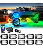 MICTUNING C2 MAX RGB+IC Chasing Color Rock Lights - 10 Pods Underglow Lighting Kit, Dynamic Light...