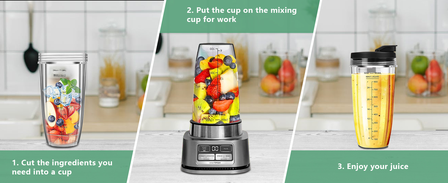 Blender Replacement Parts for Ninja, 24oz Ninja Blender Cups with To-Go Lids