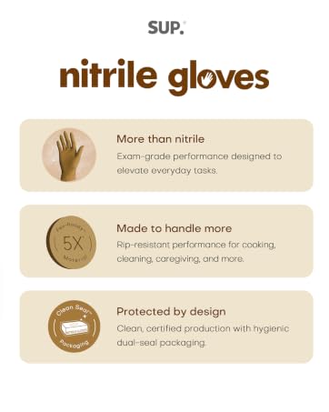 SUP EXAM GRADE NITRILE GLOVE SUITABLE FOR EVERYDAY TASK RIP RESISTANT COOKING CLEANING CAREGIVING