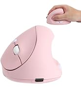 Wireless Mouse Ergonomic Vertical Pink Rechargeable Silent Upright Comfortable Carpal Tunnel Ergo...
