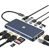 USB C Laptop Docking Station Dual Monitor, Tiergrade 12 in 1 USB C Hub Adapter Triple Display wit...