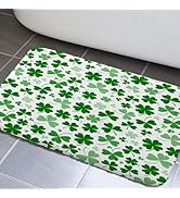 St. Patricks Day Bathroom Rugs, Green Clover Super Absorbent Bathroom Rugs Shamrock Bath Mat for ...