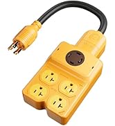 MECMO NEMA L14-30P to Four 5-20R/5-15R +L14-30R Generator Adapter Extension Cord, 4 Prong Twist L...