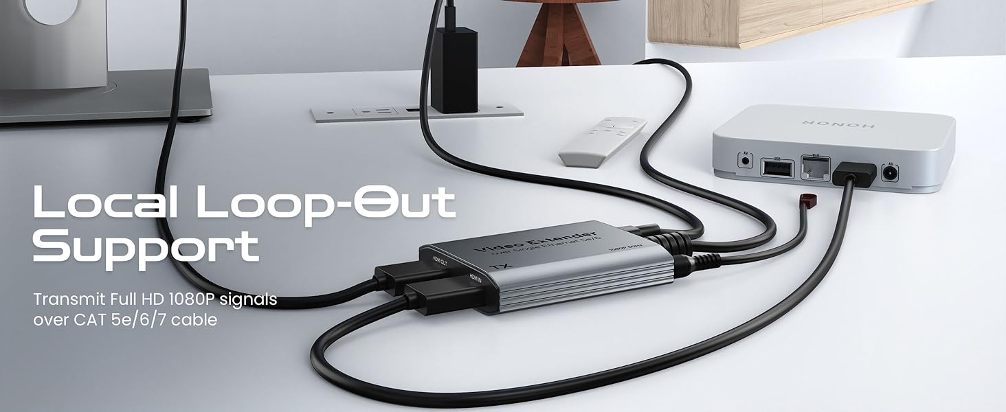 HDMI to Ethernet Adapter, Transmit 4K HDMI and Full HD 1080P signals over CAT 5e/6/7 cable