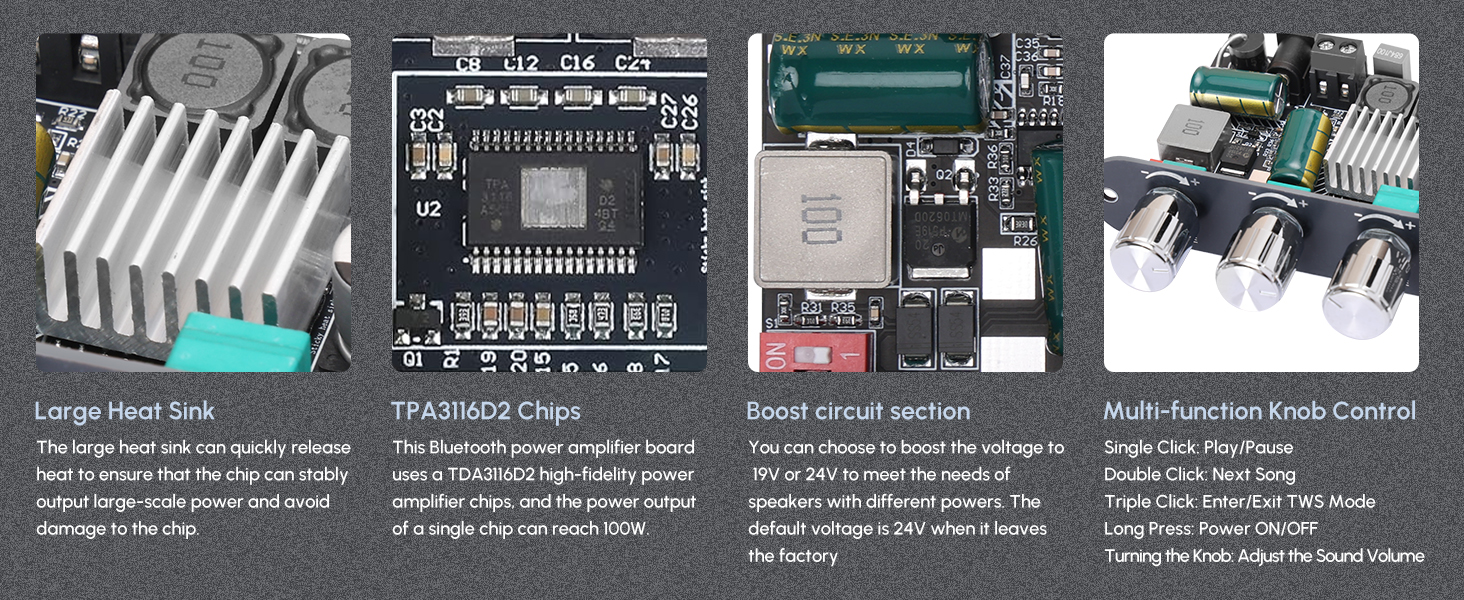 ZK-1001U Mono Amplifier Board Bluetooth 5.3 with TWS