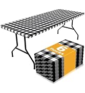 Smiry Picnic Table Cloth 6 Pack, Waterproof Elastic Fitted Tablecloths for 6FT Rectangle Tables, ...