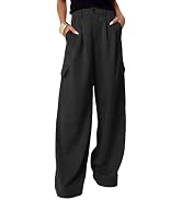 Dokotoo Womens High Waisted Wide Leg Cargo Pants Baggy Casual Work Pants with 4 Pockets