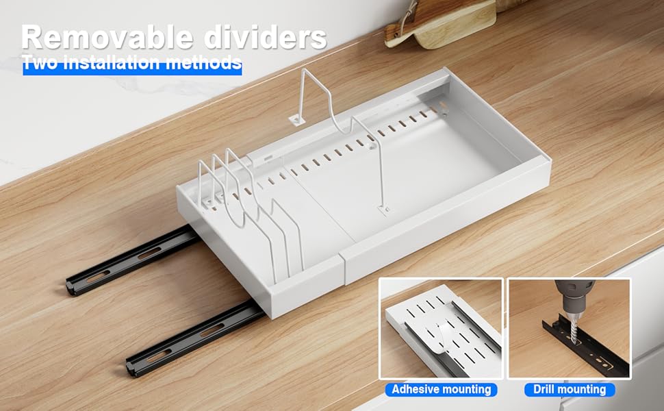 pull out cabinet organizer with adjustable dividers