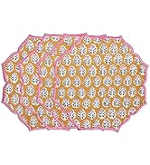 CPC Cotton Placemats Set of 4-Handmade Block Printed Double Layered, Machine Washable, Flower Sca...