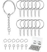 FIVEIZERO 100Pcs Key Chain Rings Kit, 100Pcs Keychain Rings with Chain and 100Pcs Jump Ring with ...