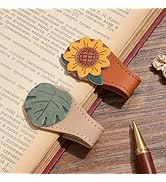 2PCS Vintage Magnetic Leather Bookmark, Leather Magnetic Bookmarks for Women, Magnetic PU Bookmar...