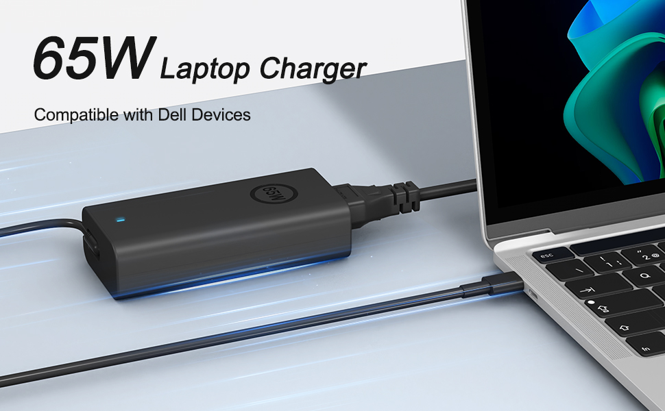 65W laptop charger compatible with dell devices