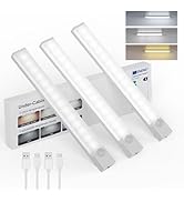 Rihvy Under Cabinet Lights 8 Inch 3-Pack, Rechargeable Battery Operated Motion Sensor Light Indoo...
