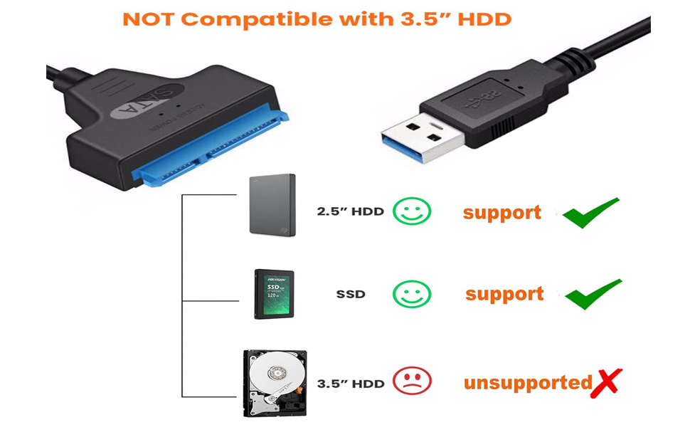  USB 3.0 to 2.5” SATA III Hard Drive Adapter 