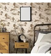 QUCHENG Monochrome Wallpaper Chinoiserie Vintage Wall Decal Toile de Jouy Landscape Furniture Dec...