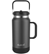 Cafezi 64oz Insulated Water Bottle with Flip Straw Lid - Leak-Proof, Sweat-Free, Top and Easy-Gri...