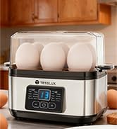 Tesslux Electric Rapid Egg Cooker, 6 Egg Capacity for Hard Boiled Eggs, Poached Eggs, Scrambled E...